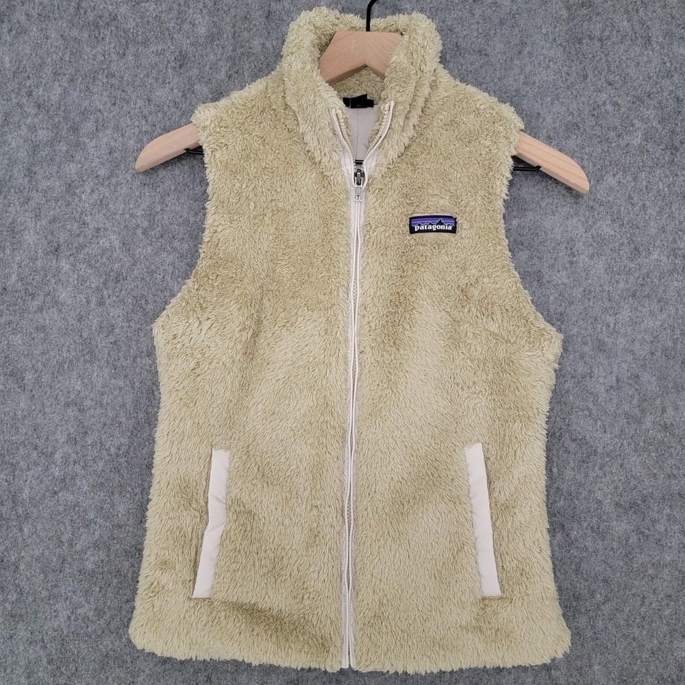 Patagonia Los Gatos Vest Womens XS El Cap Khaki Fuzzy Fleece Full Zip‎ Pockets - Picture 2 of 14